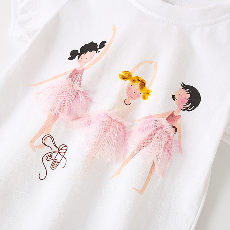 Girls Dancers Cartoon Collection T-Shirt And Shorts Set