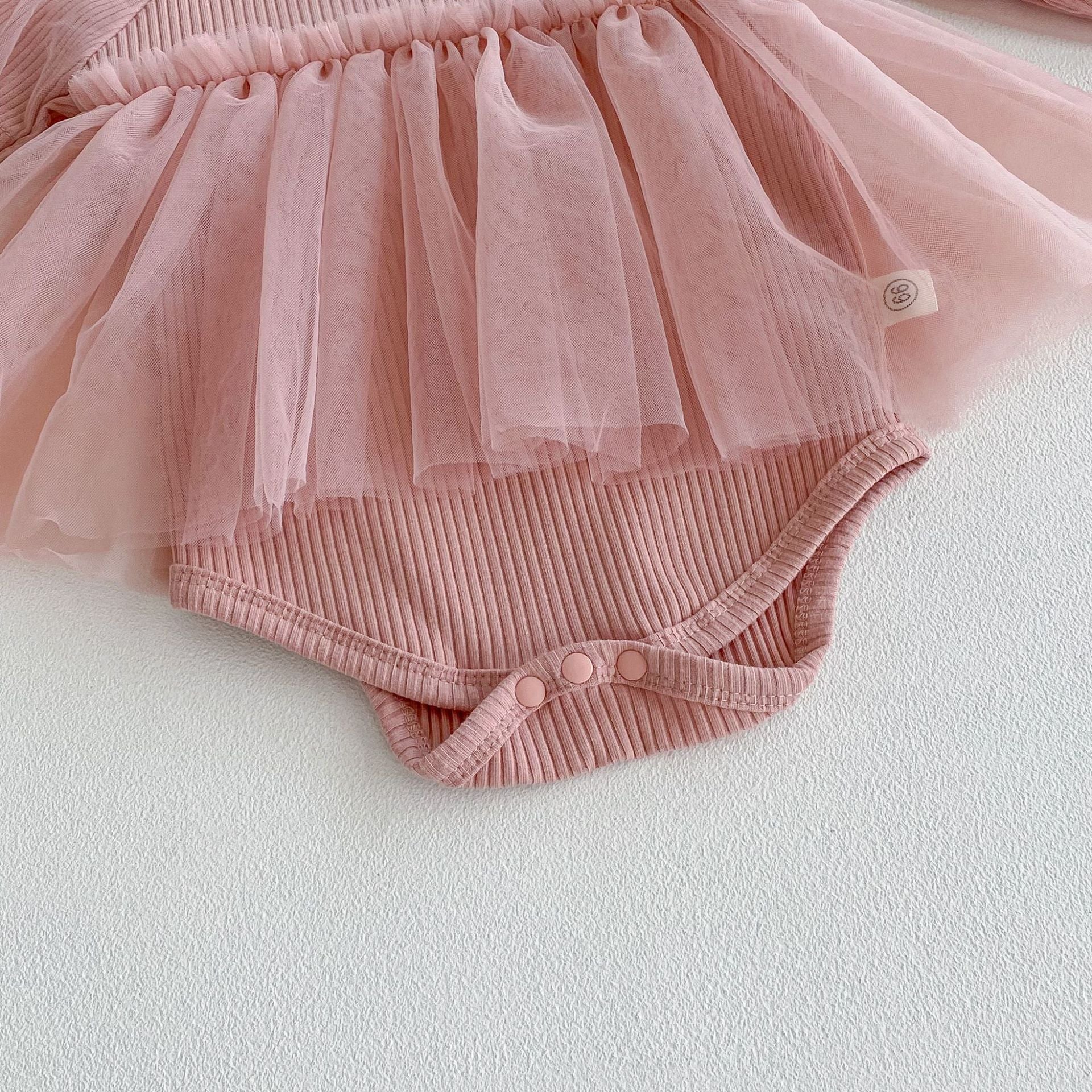 Autumn Arrival Baby Girls Long Sleeves Tulle Patchwork Solid Color Onesies, MyKids-USA®, Baby One-Pieces, MyKids-USA -  -  -  -  -  -  - 