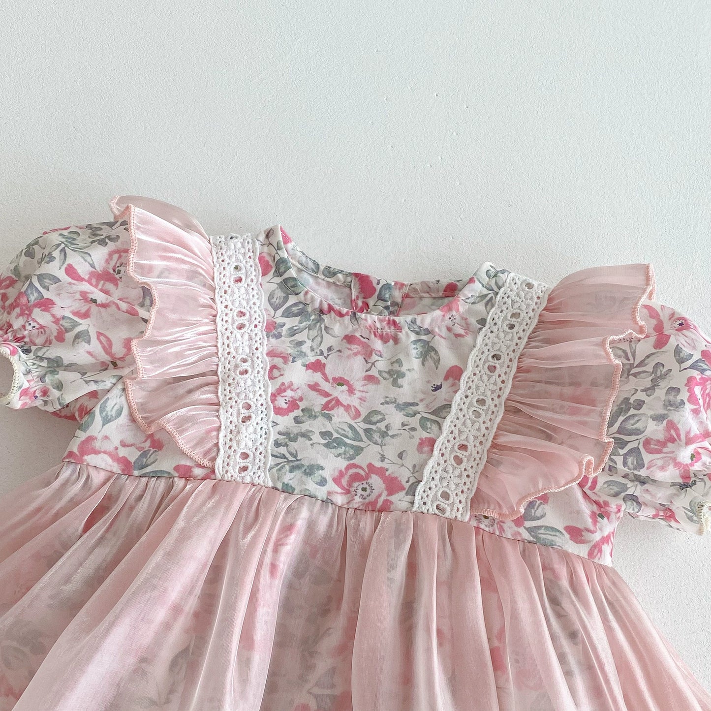 Summer Arrival Baby Girls Color Patchwork Floral Short Sleeves Tulle bodysuit Dress, MyKids-USA®, Baby & Toddler Dresses, MyKids-USA -  -  -  -  -  -  - .