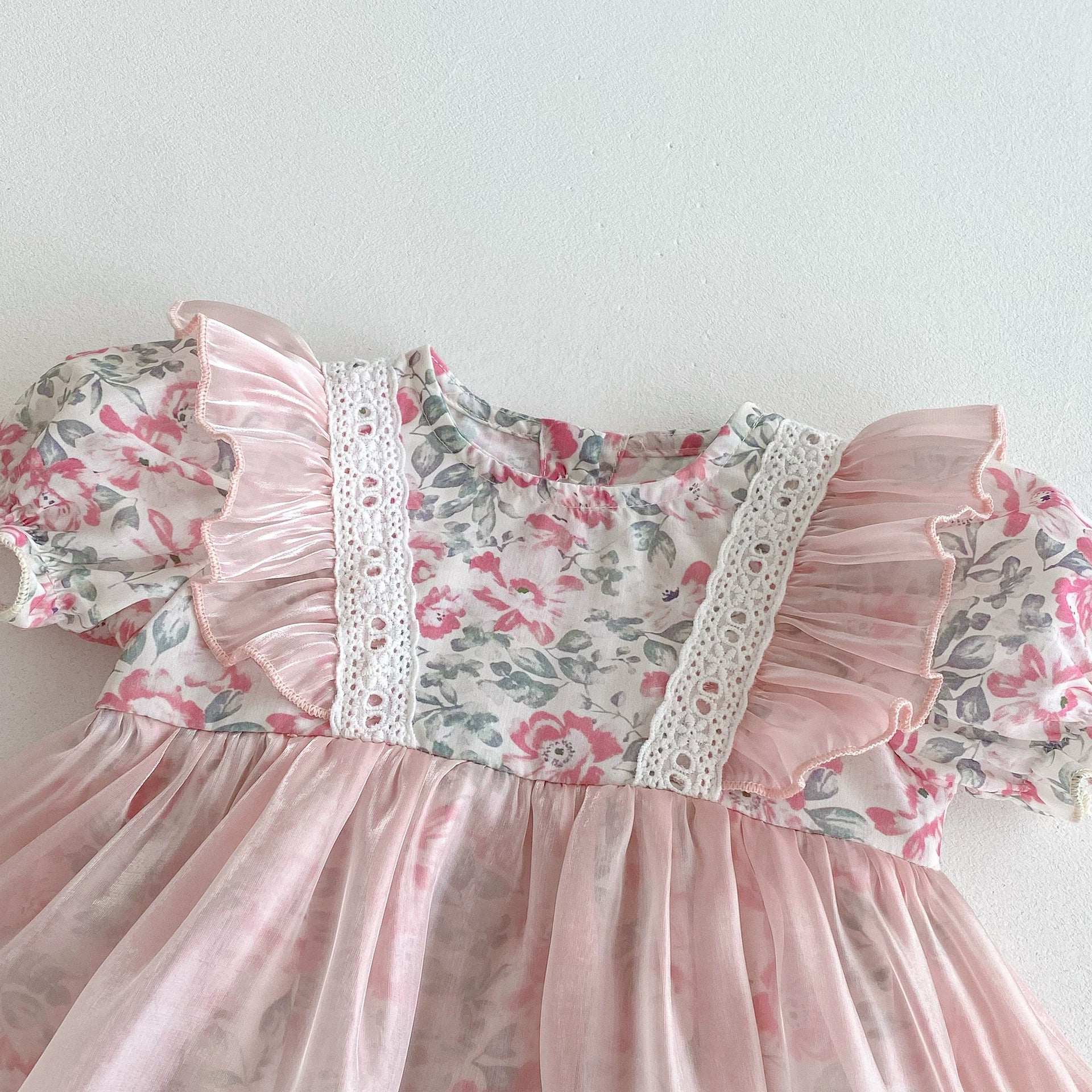 Summer Arrival Baby Girls Color Patchwork Floral Short Sleeves Tulle bodysuit Dress, MyKids-USA®, Baby & Toddler Dresses, MyKids-USA -  -  -  -  -  -  - .