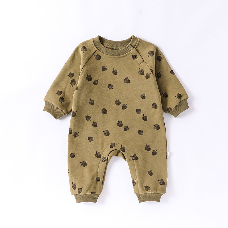 Autumn and Spring Arrival Baby Unisex Simple Pattern Long Sleeves Casual Thick Rompers, MyKids-USA®, Baby One-Pieces, MyKids-USA - Size/Age - 66 (3-6M) - Color - Green -  -  - TR2410151759-B