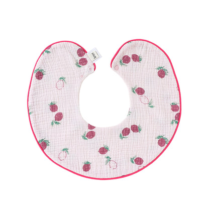 Adorable Fruits Printed Pattern Snap-on Round Shaped Bib, MyKids-USA®, Bibs, MyKids-USA - Size/Age - S (0-1Y) - Color - Purple -  -  - TR2605202216-D.