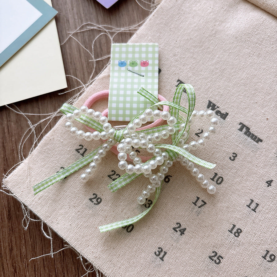 Collection of 2 Versatile Sweet Beaded Hair Ties, MyKids-USA®, Ponytail Holders, MyKids-USA - Size/Age - Average Size (0-12Y） - Color - Green -  -  - TR2601081519-B.