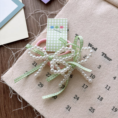 Collection of 2 Versatile Sweet Beaded Hair Ties, MyKids-USA®, Ponytail Holders, MyKids-USA - Size/Age - Average Size (0-12Y） - Color - Green -  -  - TR2601081519-B.