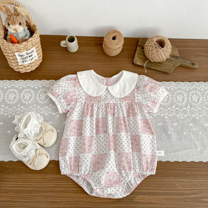Summer Girls Flowers and Dots Pattern Short Sleeves Onesies and Clothing Set – Princess Sister Matching Set, MyKids-USA®, Baby & Children's Outfits, MyKids-USA - Size/Age - 66 (3-6M) - Color - Beige -  -  - TR2604172335-A.