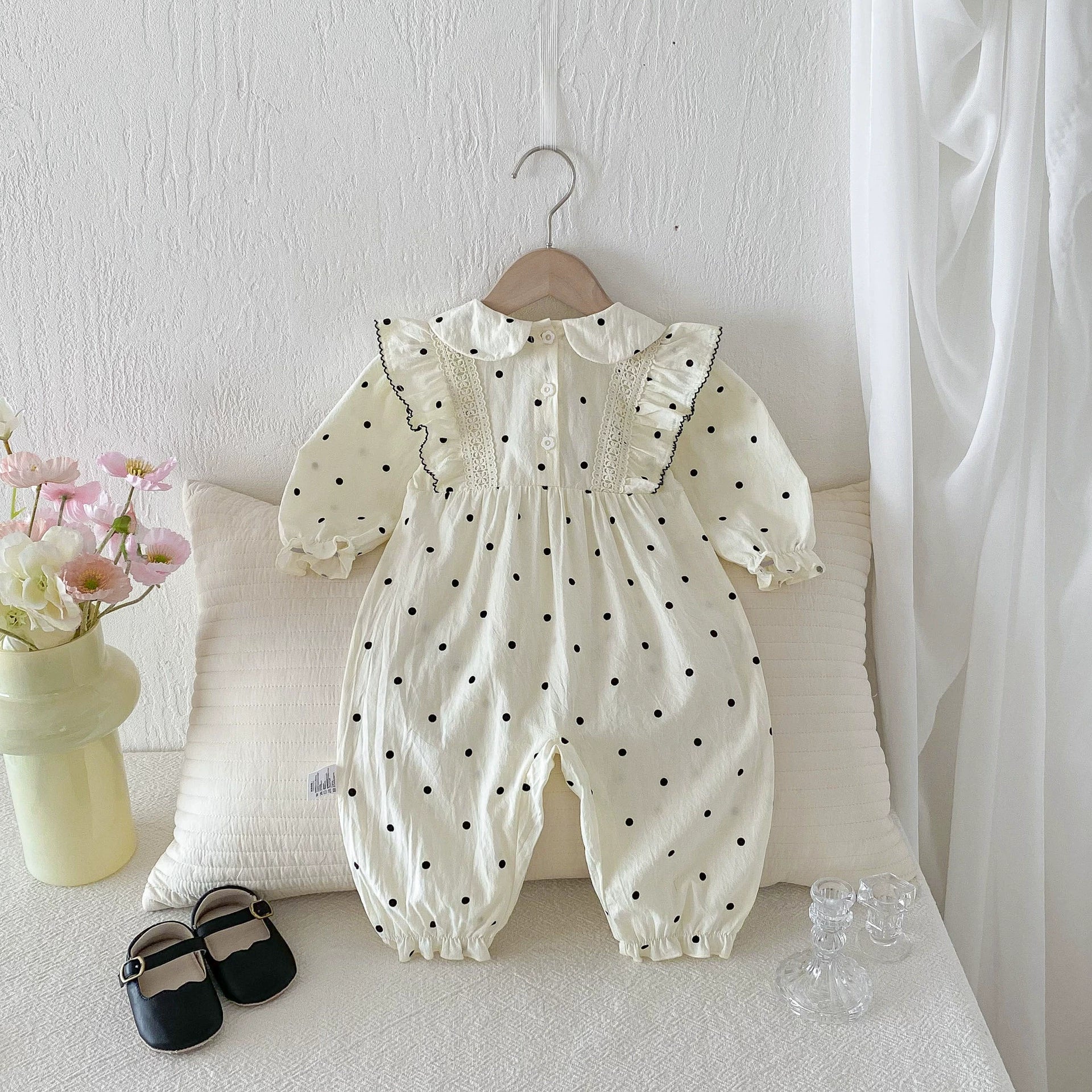 Autumn Arrival Baby Girls Long Sleeves Dots Pattern Rompers, MyKids-USA®, Baby One-Pieces, MyKids-USA -  -  -  -  -  -  - 