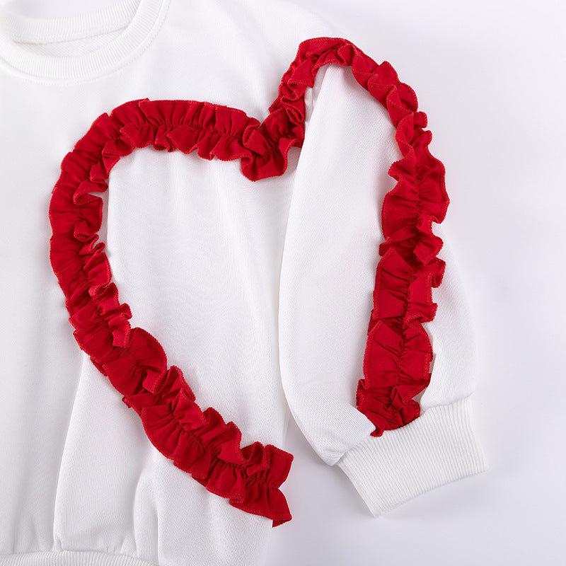 Spring and Autumn Girls Hearts Pattern Long Sleeves Top and Solid Color Pants Clothing Set, MyKids-USA®, Baby & Toddler Outfits, MyKids-USA -  -  -  -  -  -  - 