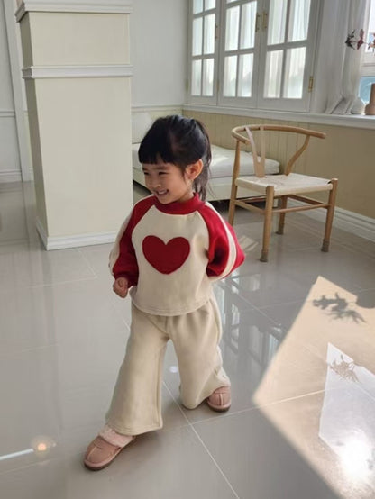 Winter Hot Selling Baby Girls Long Sleeves Simple Heart Pattern Top Pullover and Trousers Set, MyKids-USA®, Baby & Toddler Outfits, MyKids-USA - Size/Age - 66 (3-6M) - Color - Red -  -  - TR2411131535-B