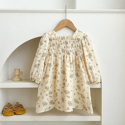 Autumn Baby Girls Flowers Pattern Long-sleeved Square Neck Onesies and Dress – Princess Sister Matching Set, MyKids-USA®, Baby & Toddler Outfits, MyKids-USA -  -  -  -  -  -  - 