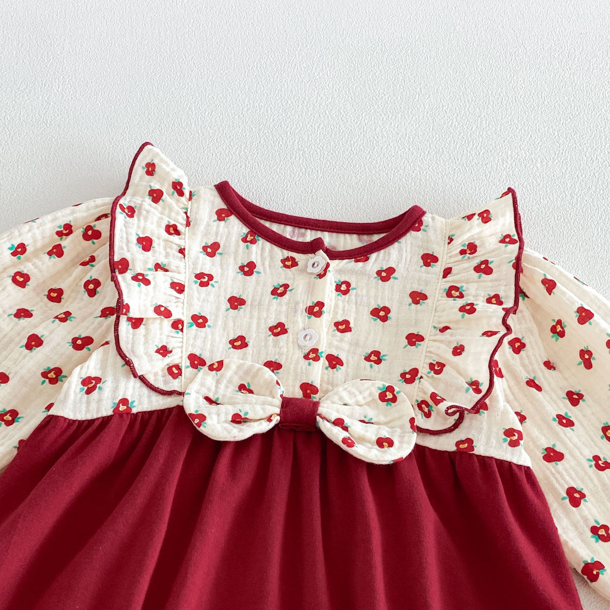 MyKids-USA® Baby Girls Long Sleeves Color Patchwork Floral Bodysuit