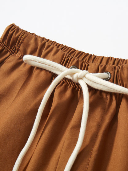 Boys Solid Color Soft Cotton Casual Style Capri Pants Shorts