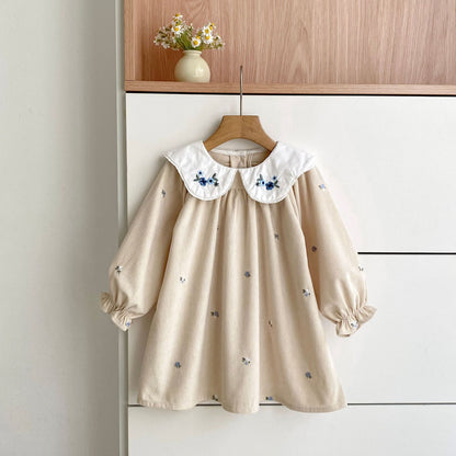 Autumn Baby Kids Girls Flowers Embroidered Pattern Long-sleeved Onesies and Dress – Princess Sister Matching Set, MyKids-USA®, Baby & Toddler Dresses, MyKids-USA - Size/Age - 66 (3-6M) - Color - Beige -  -  - TR2509192323-B