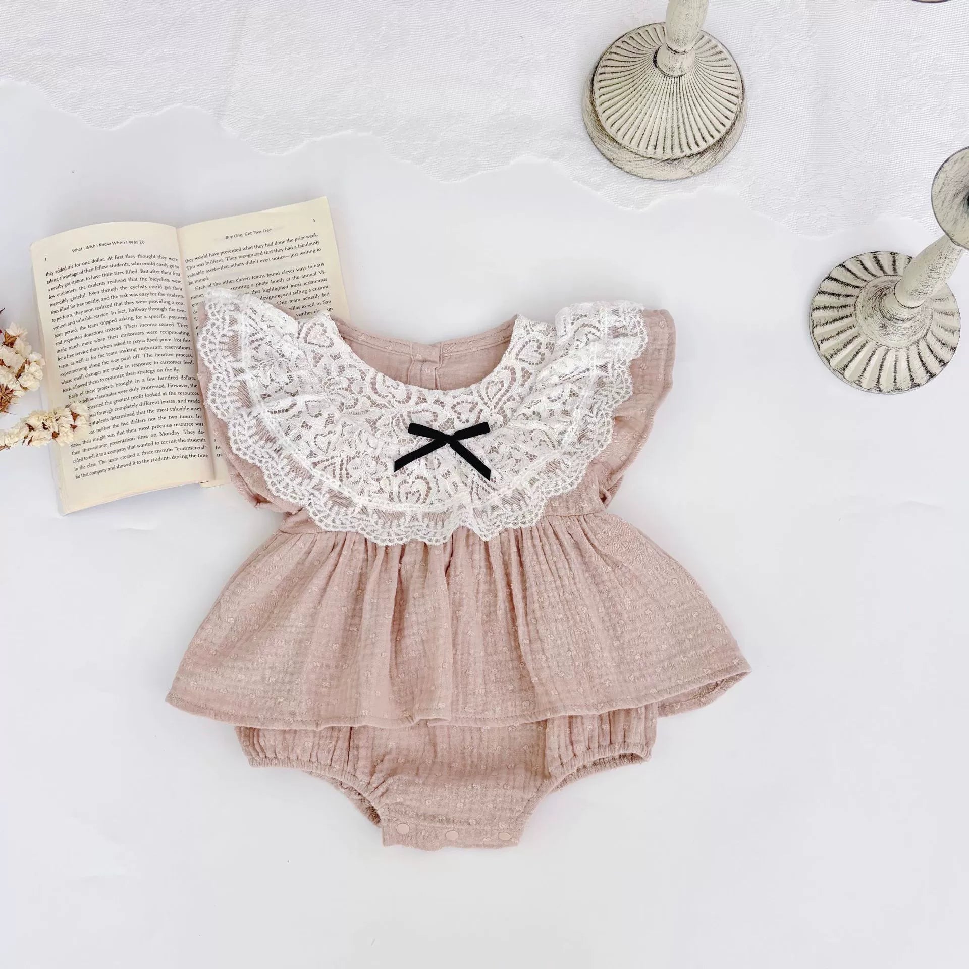 Summer Arrival Baby Girls Cute Pink Fly Sleeves Flowers Embroidery Lace Decorated Onesies, MyKids-USA®, Baby One-Pieces, MyKids-USA -  -  -  -  -  -  - 