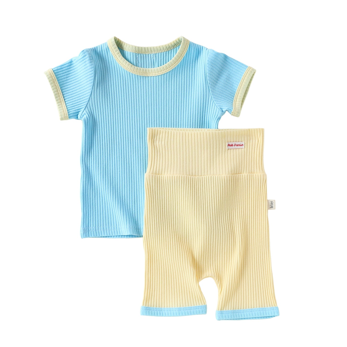 Summer Arrival Baby Kids Boys and Girls Short Sleeves T-Shirt and Shorts Color Patchwork Clothing Sets, MyKids-USA®, Baby & Children's Outfits, MyKids-USA - Size/Age - 73 (6-9M) - Color - Blue -  -  - TR2605011558-A.