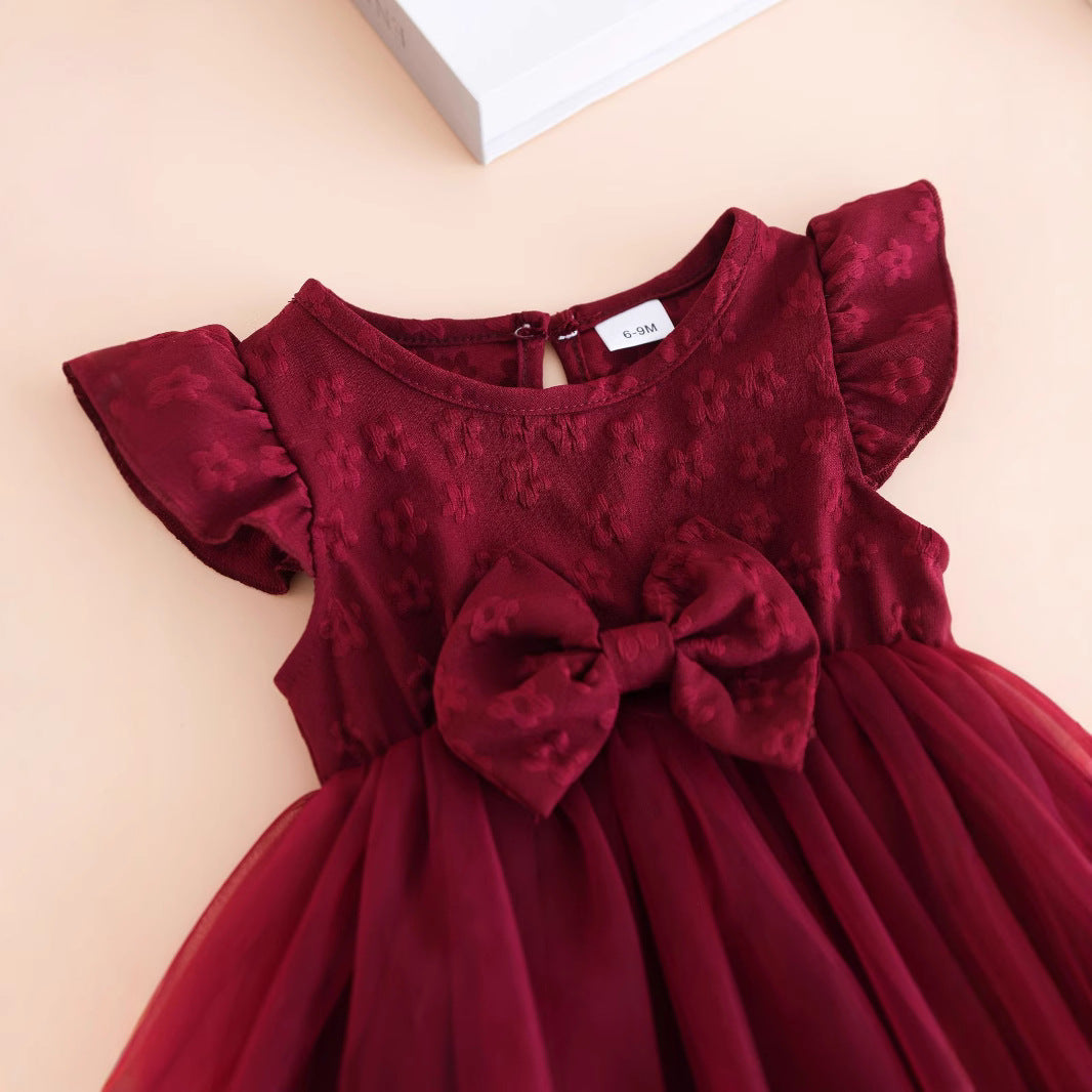 Summer Hot Selling Kids Girls Cute Fly Sleeves Flowers Jacquard Pattern Tulle Dress, MyKids-USA®, Baby & Toddler Dresses, MyKids-USA -  -  -  -  -  -  - 
