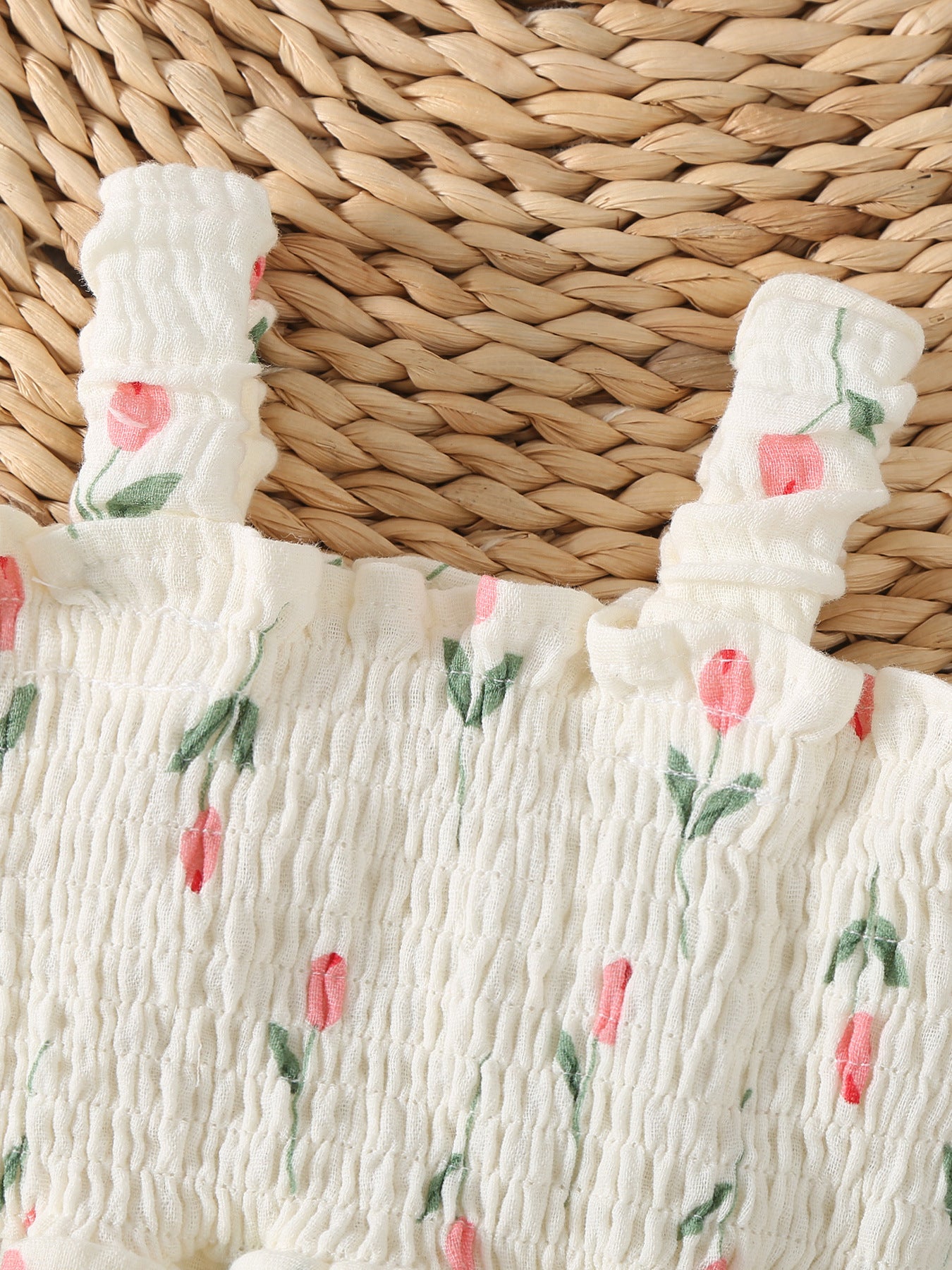 Design Summer Baby Kids Girls Sleeveless Flowers Pattern Bodysuit with Hat