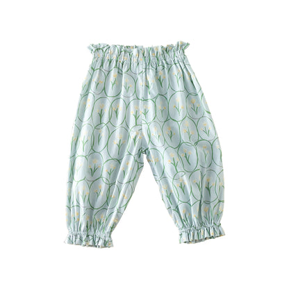 Summer Hot Selling Baby Kids Girls Floral Pattern Thin Breathable Pants – Home Kids Pajamas Trousers, MyKids-USA®, Pajamas, MyKids-USA - Size/Age - 73 (6-9M) - Color - Green -  -  - TR2505192134-B