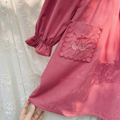 Autumn Arrival Baby Kids Girls Cherry Embroidery Pattern Long Sleeves Ruffle Collar Dress, MyKids-USA®, Baby & Toddler Dresses, MyKids-USA -  -  -  -  -  -  - 