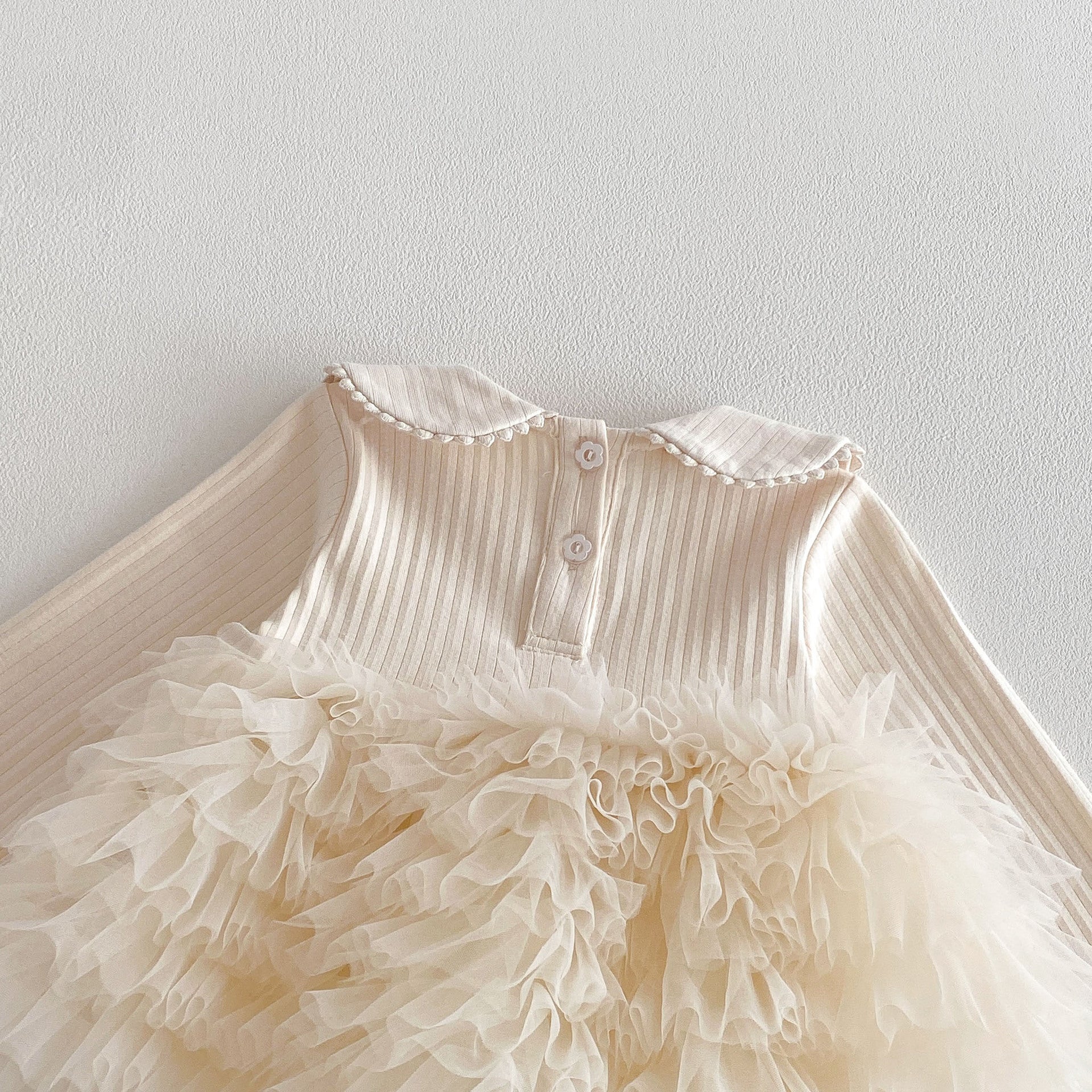 Spring Arrival Baby Girls Long Sleeves Tulle Decorated Patchwork Design Bodysuit Dress, MyKids-USA®, Bodysuits, MyKids-USA -  -  -  -  -  -  - .