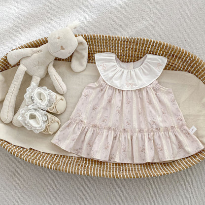 Summer Arrival Baby Girls Sleeveless Floral Pattern Color Patchwork Dress, MyKids-USA®, Baby & Children's Dresses, MyKids-USA - Size/Age - 73 (6-9M) - Color - Pink -  -  - TR2604212248-B.