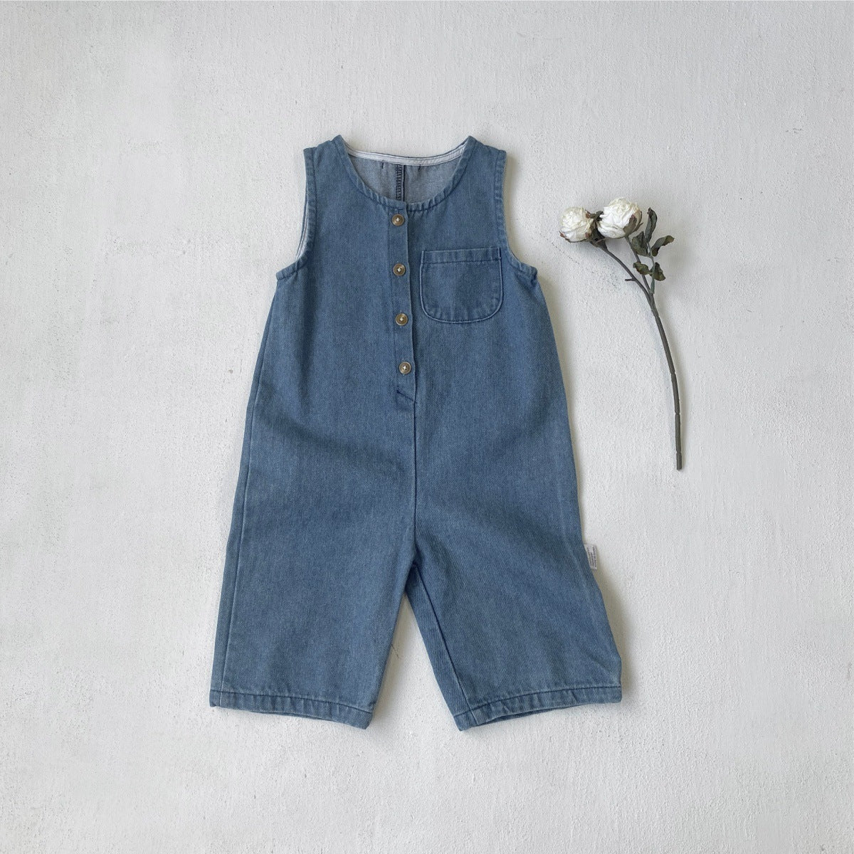 MyKids-USA® Autumn Hot Selling Baby Unisex Solid Color Sleeveless Wear-Outside Denim Romper Overalls
