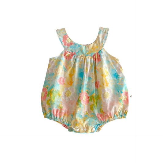 Baby Girls Colorful Floral Design Strap Sleeveless Thin bodysuit, MyKids-USA®, Baby One-Pieces, MyKids-USA - Size/Age - 66 (3-6M) - Color - Pink -  -  - TR2312081018-A.