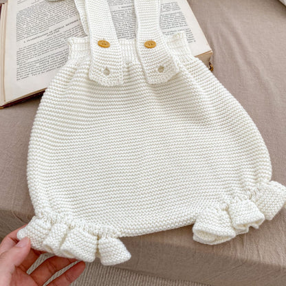 Baby Girl Camisole Knitted Vest In Spring&Autumn One Piece Include Cap