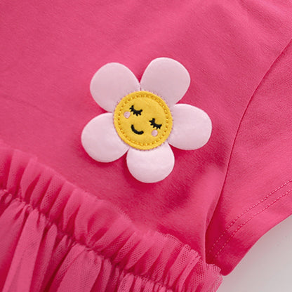 Summer Arrival Flower Cartoon Pattern Short Sleeves Tulle Design Cute Dress for Stylish Girls, MyKids-USA®, Baby & Toddler Dresses, MyKids-USA -  -  -  -  -  -  - 