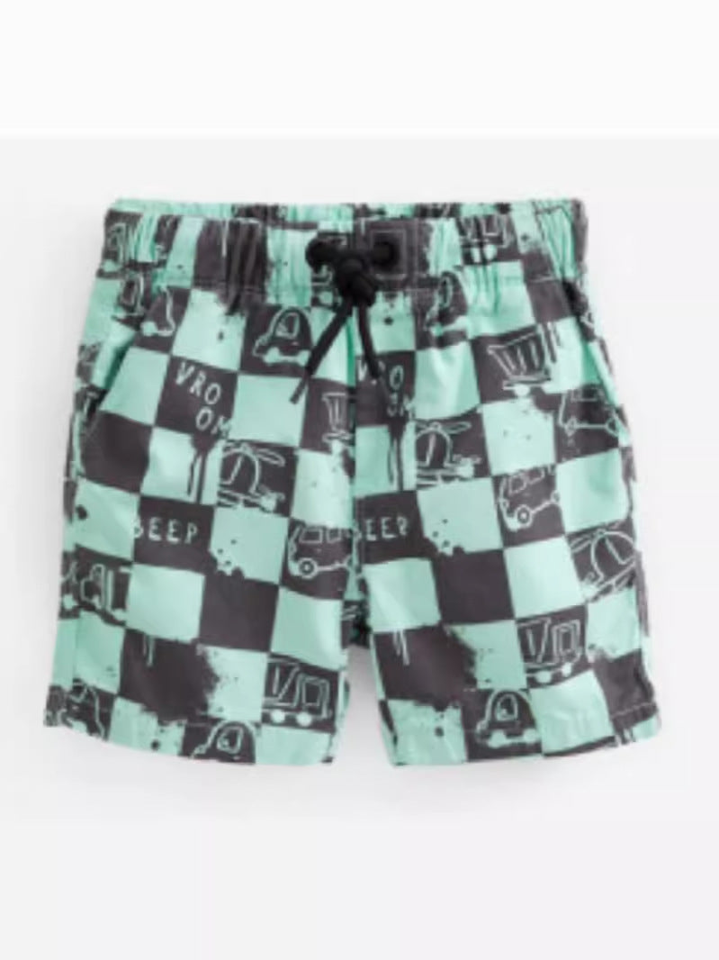 Boys Cotton Casual Style Plaid Cars Pattern Shorts