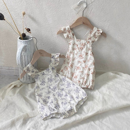 Summer Arrival Baby Girls Sleeveless Floral Strap Bodysuit