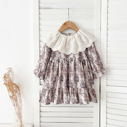 Spring Baby Girls French-style Floral Printed Long-sleeved Onesies and Dress – Princess Sister Matching Set, MyKids-USA®, Baby & Toddler Outfits, MyKids-USA -  -  -  -  -  -  - 