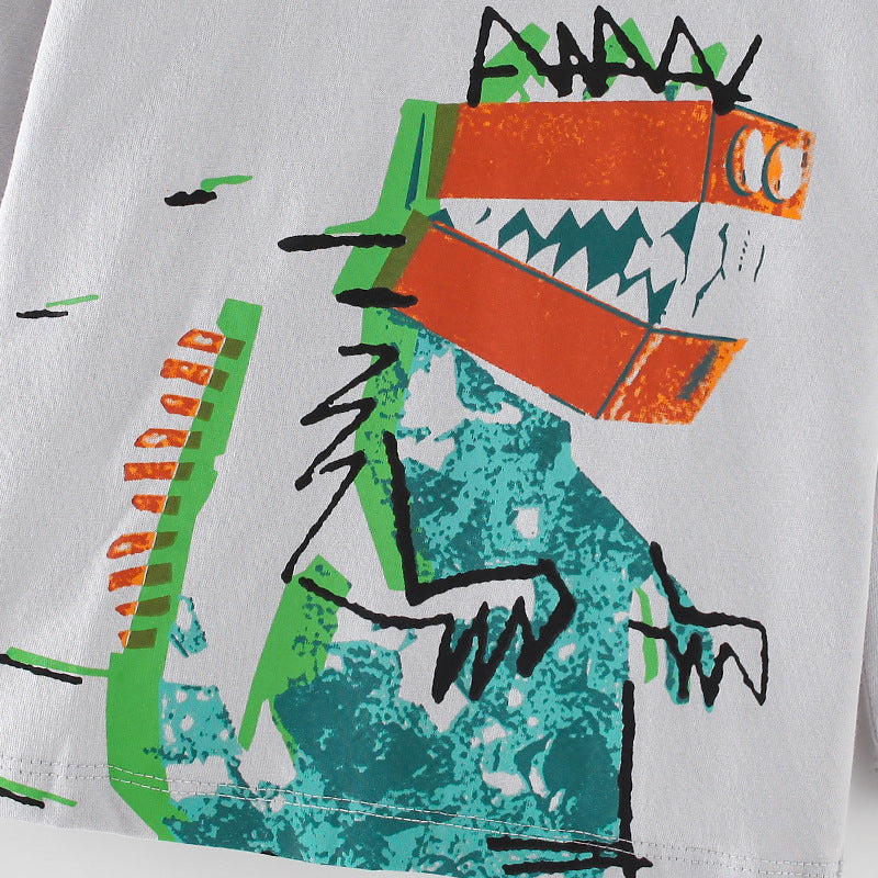 Autumn Dinosaur Pattern Crewneck Soft Shirt