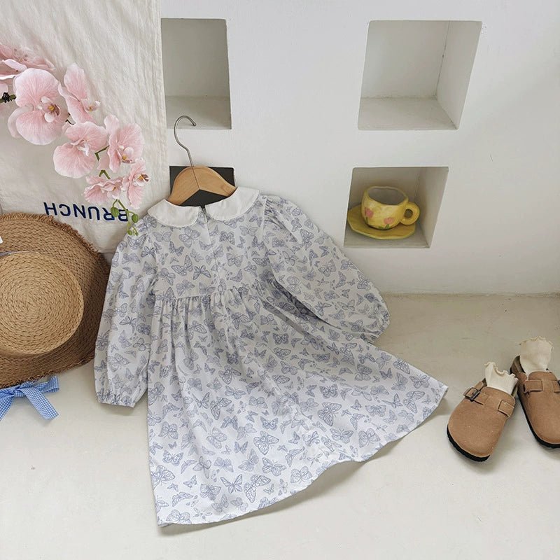 Arrival Autumn Girls Butterfly Pattern Long Sleeves Dress with Collar, MyKids-USA®, Baby & Toddler Dresses, MyKids-USA -  -  -  -  -  -  - 