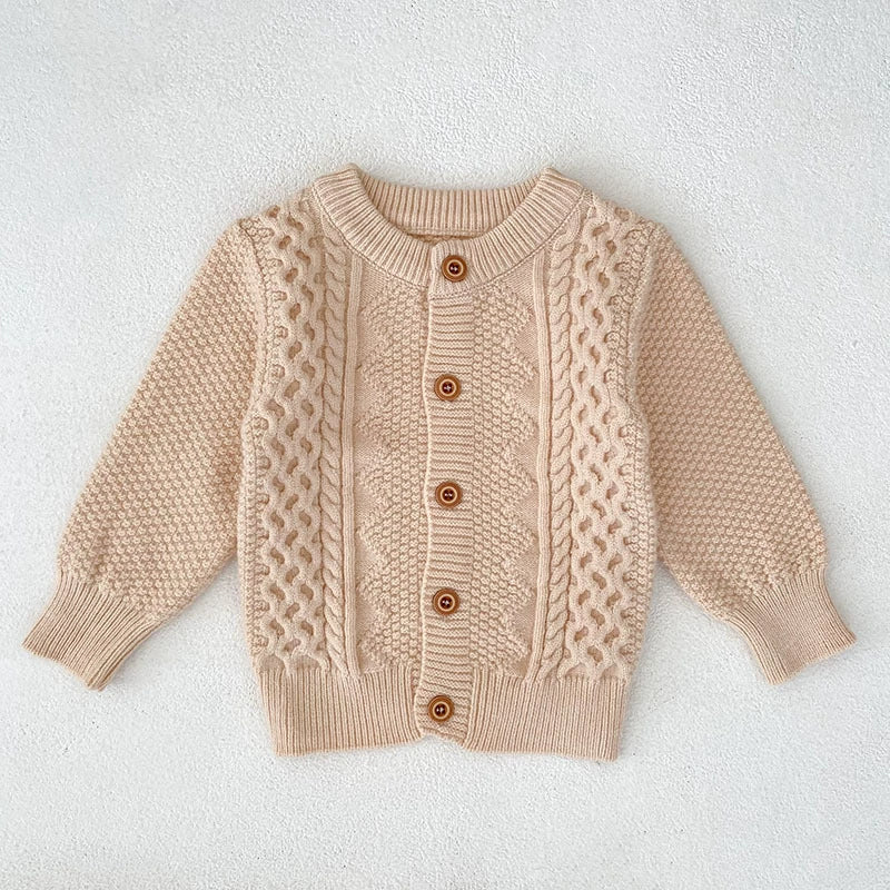Arrival Autumn Baby Unisex Long Sleeves Geometric Jacquard Pattern Knitted Top Cardigan Sweater, MyKids-USA®, Cardigans, MyKids-USA - Size/Age - 80 (9-12M) - Color - Beige -  -  - TR2507262220-A