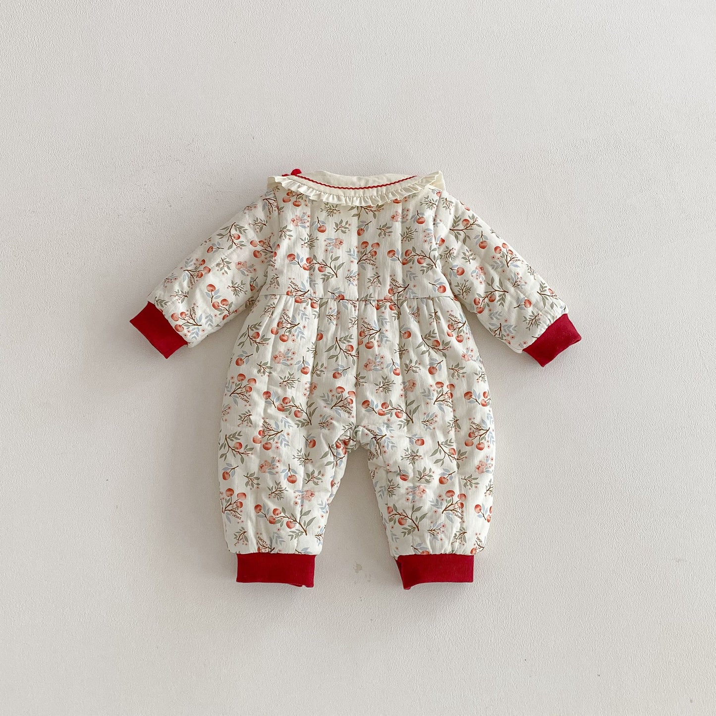 Winter Arrival Baby Girls Long Sleeves Floral Pattern Fleece-lined Warm Rompers, MyKids-USA®, Baby One-Pieces, MyKids-USA -  -  -  -  -  -  - 