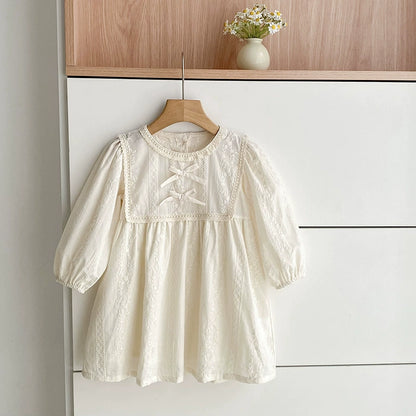 Autumn Baby Girls French Style Solid Color Flowers Pattern Long-sleeved Onesies and Dress – Princess Sister Matching Set, MyKids-USA®, Baby & Toddler Dresses, MyKids-USA - Size/Age - 66 (3-6M) - Color - Beige -  -  - TR2506202101-B