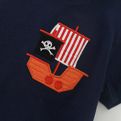 Summer Baby Kids Pirate Cartoon Pattern T-shirt and Shorts Clothing Set for Boys, MyKids-USA®, Baby & Toddler Outfits, MyKids-USA -  -  -  -  -  -  - 