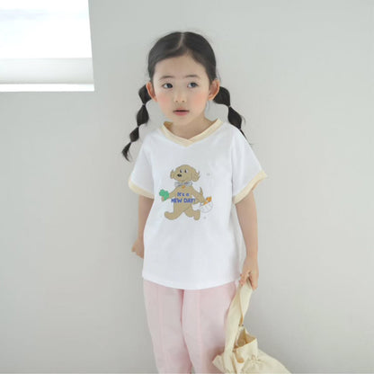 Casual Short Sleeves Summer New Children’s T-shirt, Unisex Baby Cartoon V Neck Top, MyKids-USA®, Baby & Toddler Tops, MyKids-USA - Size/Age - 73 (6-9M) - Color - White -  -  - TR2505122319-B