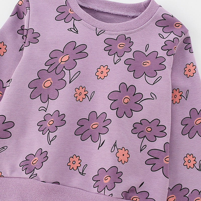 Autumn and Spring Arrival Floral Pattern Long Sleeves Crew Neck Pullover for Stylish Girls, MyKids-USA®, Sweaters, MyKids-USA -  -  -  -  -  -  - 