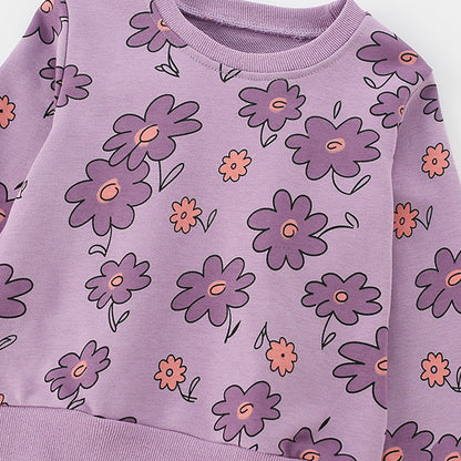 Autumn and Spring Arrival Floral Pattern Long Sleeves Crew Neck Pullover for Stylish Girls, MyKids-USA®, Sweaters, MyKids-USA -  -  -  -  -  -  - 
