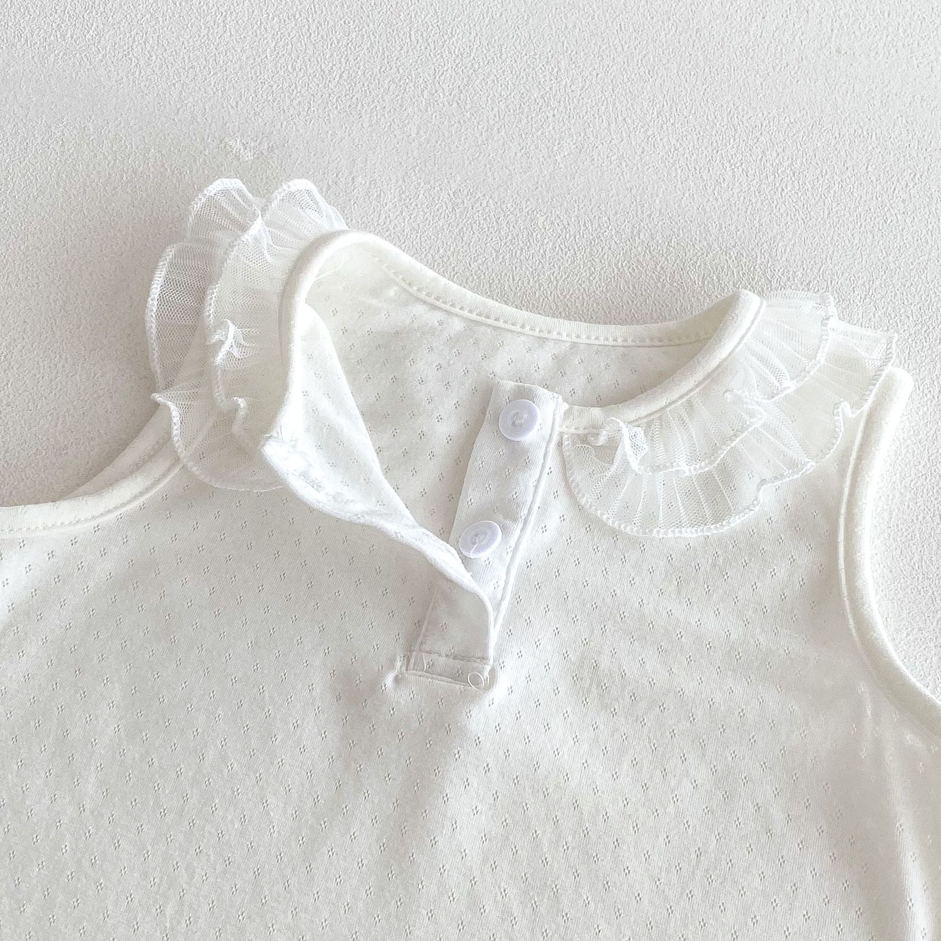 Summer Arrival Baby Girls Sleeveless Cute Hollow Out Vest with Lace Collar, MyKids-USA®, Baby & Toddler Tops, MyKids-USA -  -  -  -  -  -  - 