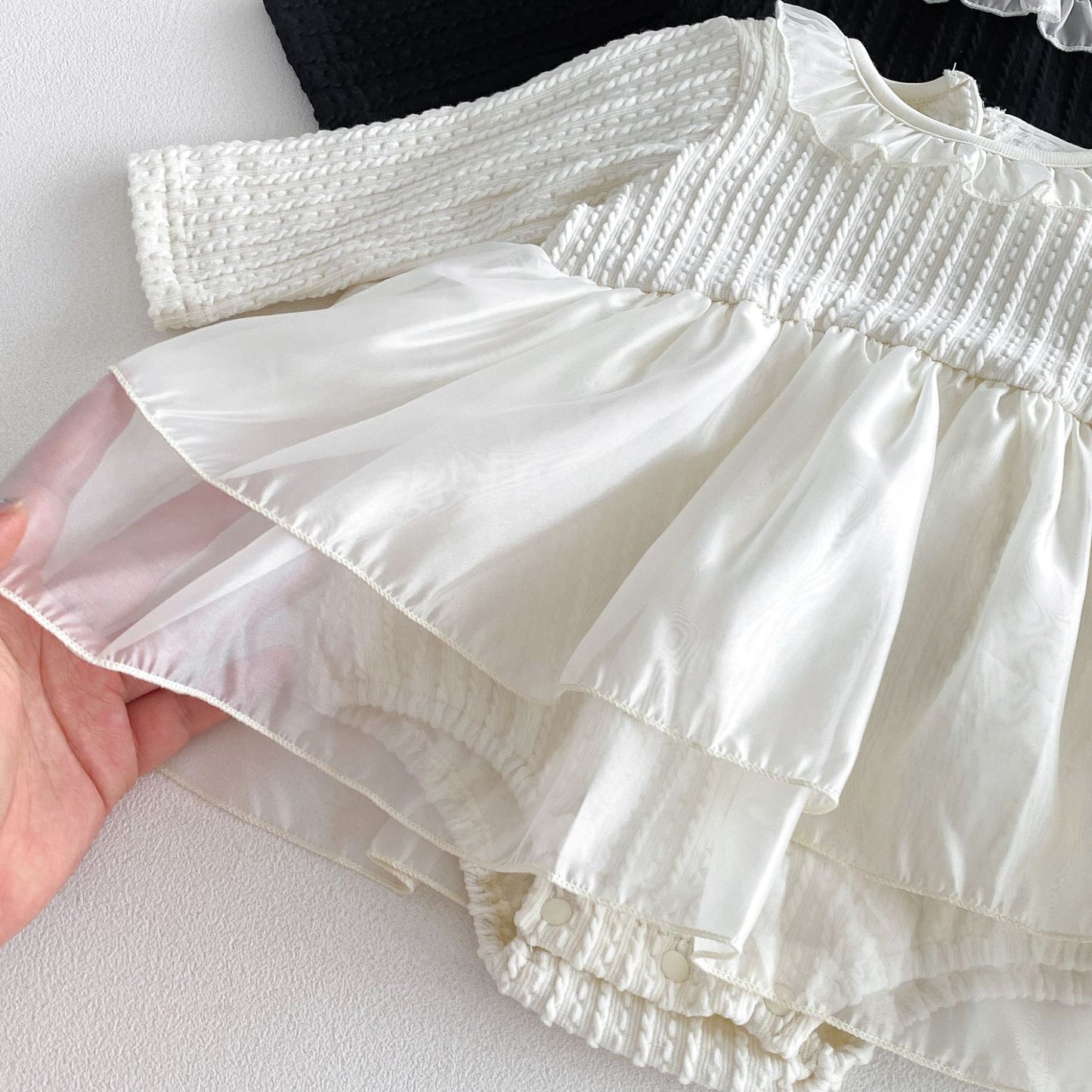 MyKids-USA® Autumn Arrival Baby Girls Long Sleeves Simple Color Patchwork Bodysuit Dress