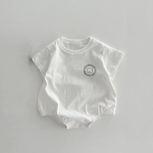Baby Unisex Solid Color Print Pattern Casual bodysuit, MyKids-USA®, Baby One-Pieces, MyKids-USA - Size/Age - 66 (3-6M) - Color - White -  -  - JM2306181531-B.