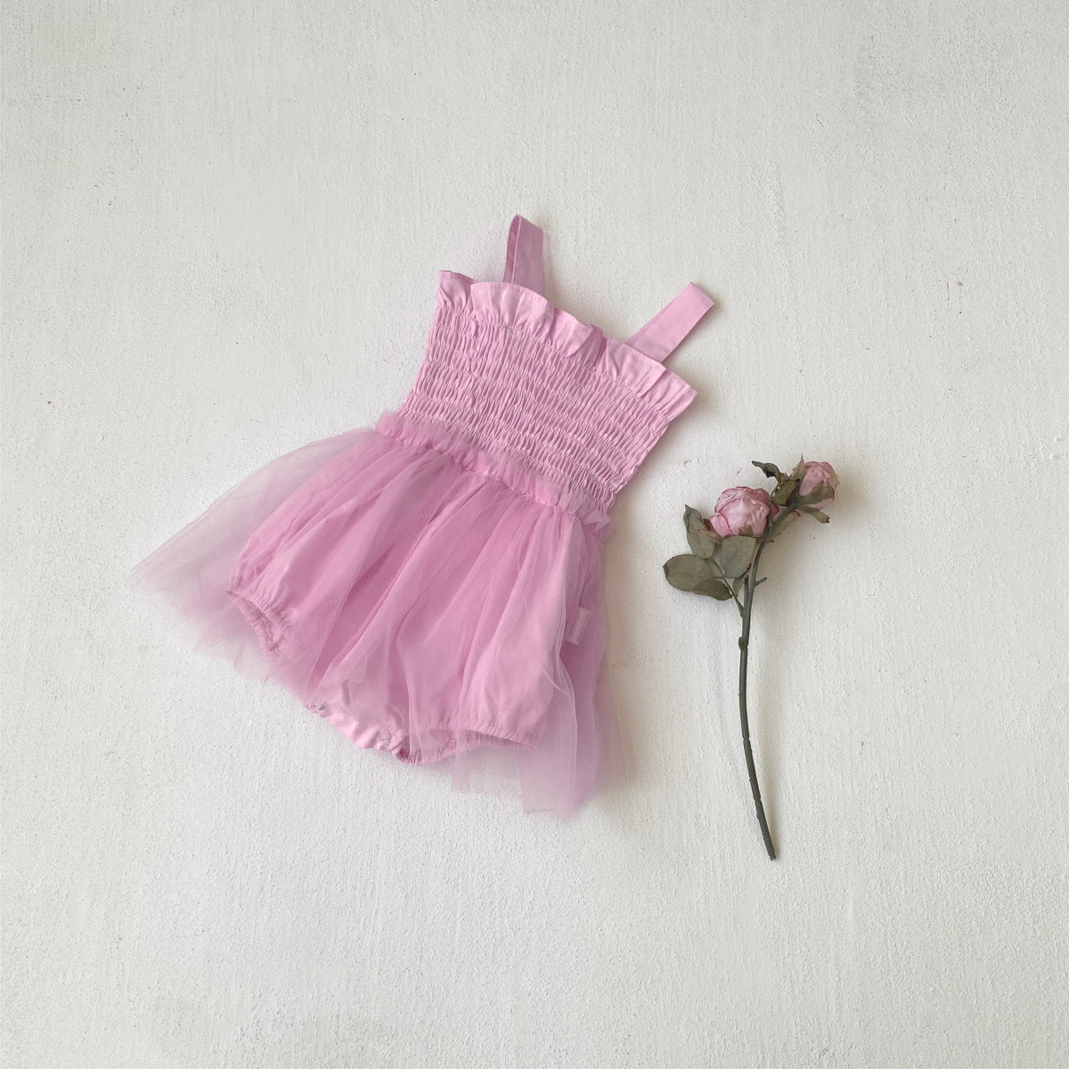 Summer Arrival Baby Girls Sleeveless Tulle Patchwork Bodysuit