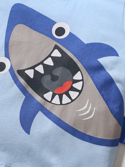 Boys’ Shark Design T-Shirt In European And American Style For Summer