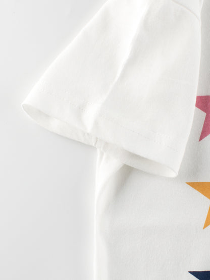 Stars Print Girls’ T-Shirt In European And American Style For Summer