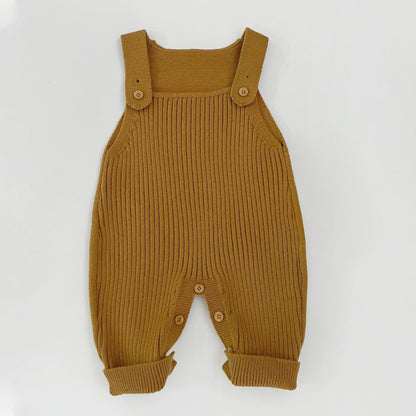 Spring Arrival Baby Unisex Sleeveless Simple Solid Color Knitted Strap Rompers Overalls, MyKids-USA®, Baby One-Pieces, MyKids-USA - Size/Age - 66 (3-6M) - Color - Yellow -  -  - TR2503062243-C
