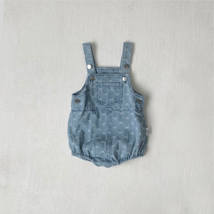 Autumn and Spring Arrival Baby Unisex Denim Sleeveless Butterfly-bows Pattern Bodysuit, MyKids-USA®, Baby One-Pieces, MyKids-USA - Size/Age - 66 (3-6M) - Color - Blue -  -  - TR2601181934-A.