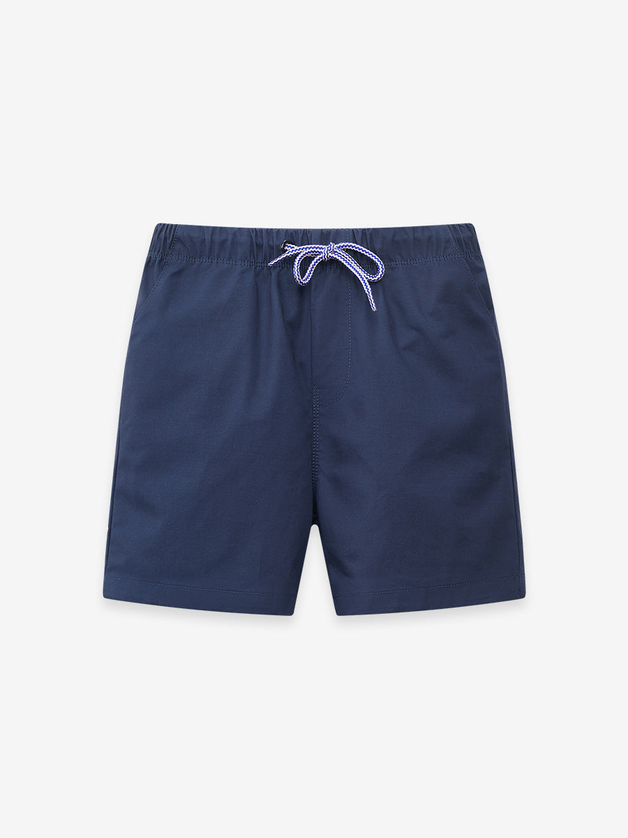 Boys Solid Color Navy Blue Soft Casual Style Shorts