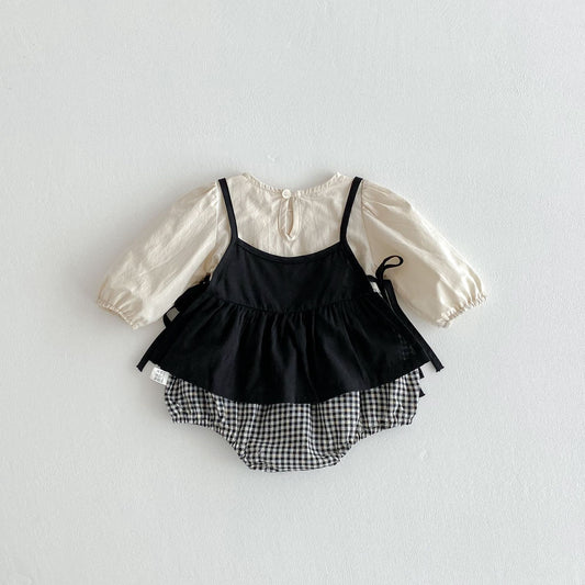 Autumn Arrival Baby Kids Girls Color Patchwork Long-sleeved Onesies and Dress – Princess Sister Matching Set, MyKids-USA®, Baby & Toddler Dresses, MyKids-USA - Size/Age - 66 (3-6M) - Color - Beige -  -  - TR2510292247-A